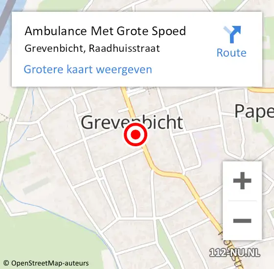 Locatie op kaart van de 112 melding: Ambulance Met Grote Spoed Naar Grevenbicht, Raadhuisstraat op 1 september 2014 20:44