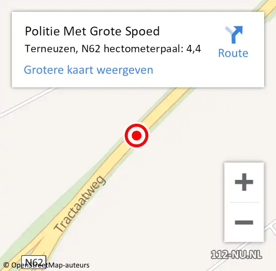 Locatie op kaart van de 112 melding: Politie Met Grote Spoed Naar Terneuzen, N62 hectometerpaal: 4,4 op 16 juli 2023 17:52