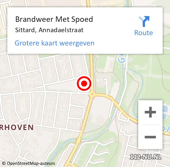 Locatie op kaart van de 112 melding: Brandweer Met Spoed Naar Sittard, Annadaelstraat op 16 juli 2023 18:00