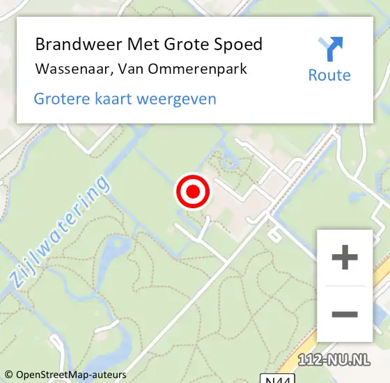 Locatie op kaart van de 112 melding: Brandweer Met Grote Spoed Naar Wassenaar, Van Ommerenpark op 16 juli 2023 18:04