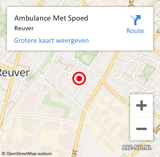 Locatie op kaart van de 112 melding: Ambulance Met Spoed Naar Reuver op 16 juli 2023 18:36