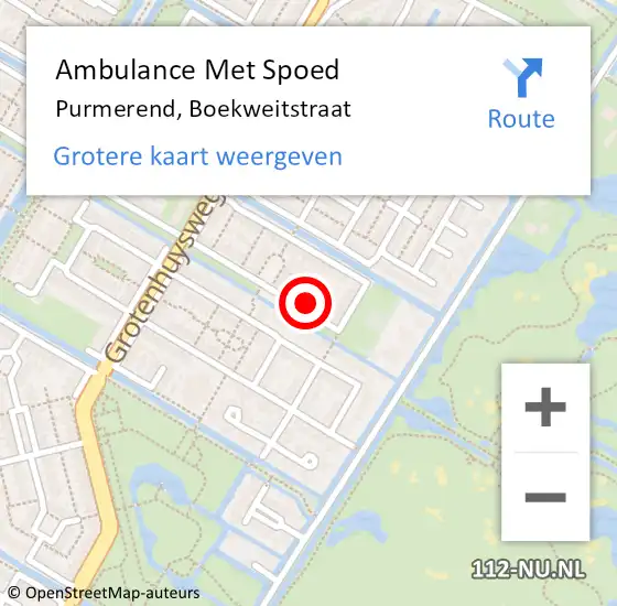 Locatie op kaart van de 112 melding: Ambulance Met Spoed Naar Purmerend, Boekweitstraat op 16 juli 2023 19:10