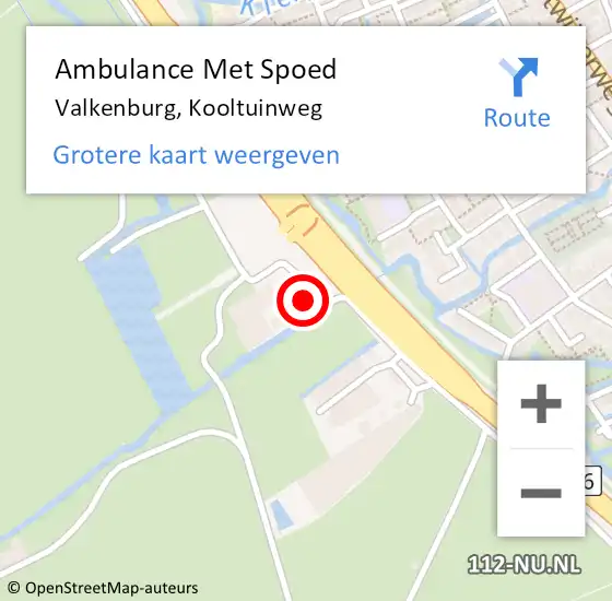 Locatie op kaart van de 112 melding: Ambulance Met Spoed Naar Valkenburg, Kooltuinweg op 16 juli 2023 19:20