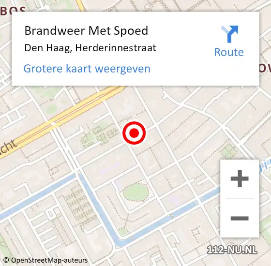 Locatie op kaart van de 112 melding: Brandweer Met Spoed Naar Den Haag, Herderinnestraat op 16 juli 2023 19:38