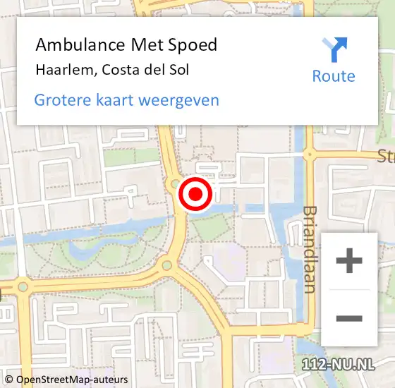 Locatie op kaart van de 112 melding: Ambulance Met Spoed Naar Haarlem, Costa del Sol op 16 juli 2023 19:47