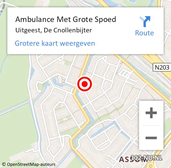 Locatie op kaart van de 112 melding: Ambulance Met Grote Spoed Naar Uitgeest, De Cnollenbijter op 16 juli 2023 19:51