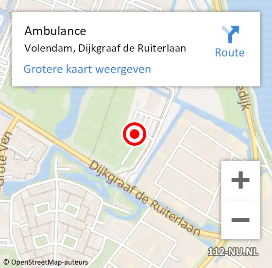 Locatie op kaart van de 112 melding: Ambulance Volendam, Dijkgraaf de Ruiterlaan op 16 juli 2023 19:58
