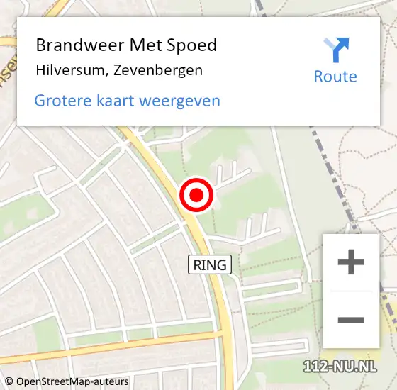 Locatie op kaart van de 112 melding: Brandweer Met Spoed Naar Hilversum, Zevenbergen op 16 juli 2023 20:02