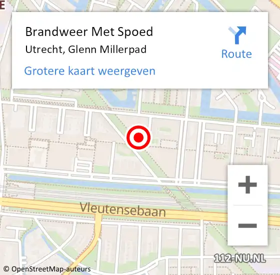 Locatie op kaart van de 112 melding: Brandweer Met Spoed Naar Utrecht, Glenn Millerpad op 16 juli 2023 20:13