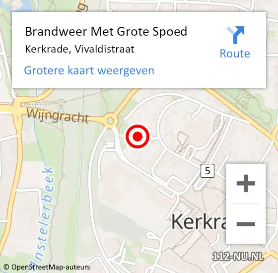 Locatie op kaart van de 112 melding: Brandweer Met Grote Spoed Naar Kerkrade, Vivaldistraat op 16 juli 2023 20:18