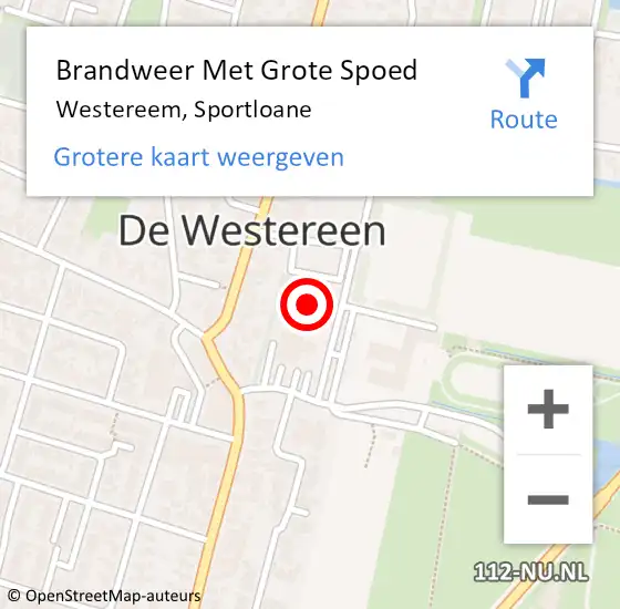 Locatie op kaart van de 112 melding: Brandweer Met Grote Spoed Naar Westereem, Sportloane op 16 juli 2023 20:46