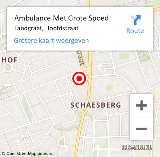 Locatie op kaart van de 112 melding: Ambulance Met Grote Spoed Naar Landgraaf, Hoofdstraat op 1 september 2014 21:05