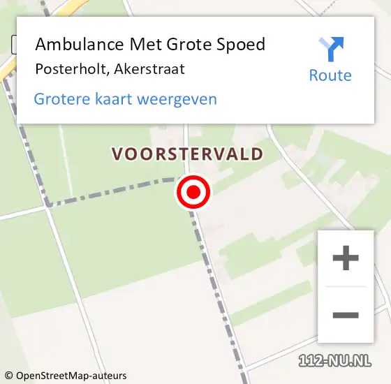 Locatie op kaart van de 112 melding: Ambulance Met Grote Spoed Naar Posterholt, Akerstraat op 16 juli 2023 21:27