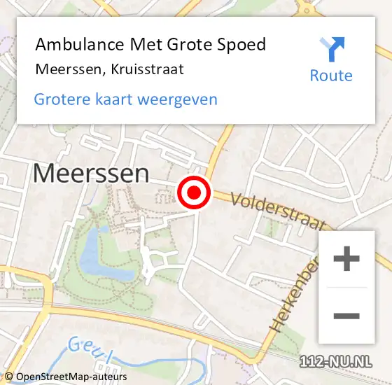 Locatie op kaart van de 112 melding: Ambulance Met Grote Spoed Naar Meerssen, Kruisstraat op 1 september 2014 21:10