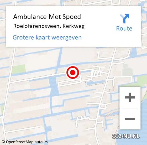 Locatie op kaart van de 112 melding: Ambulance Met Spoed Naar Roelofarendsveen, Kerkweg op 16 juli 2023 22:04