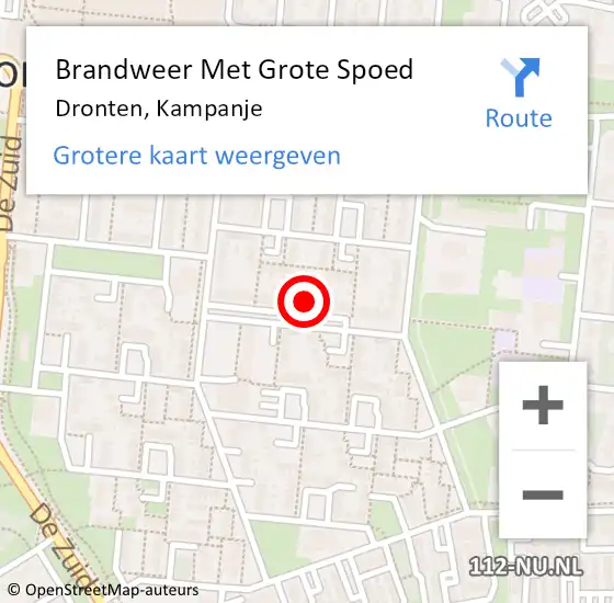 Locatie op kaart van de 112 melding: Brandweer Met Grote Spoed Naar Dronten, Kampanje op 16 juli 2023 22:39