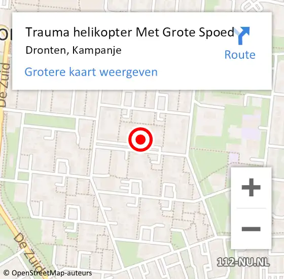 Locatie op kaart van de 112 melding: Trauma helikopter Met Grote Spoed Naar Dronten, Kampanje op 16 juli 2023 22:43