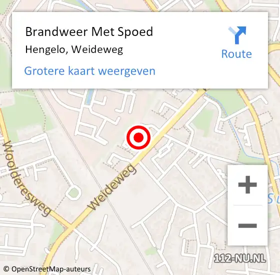 Locatie op kaart van de 112 melding: Brandweer Met Spoed Naar Hengelo, Weideweg op 16 juli 2023 22:44