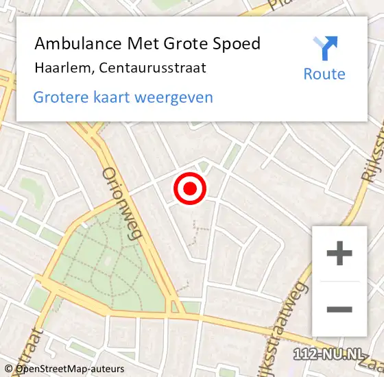 Locatie op kaart van de 112 melding: Ambulance Met Grote Spoed Naar Haarlem, Centaurusstraat op 16 juli 2023 22:46