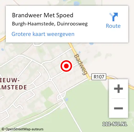 Locatie op kaart van de 112 melding: Brandweer Met Spoed Naar Burgh-Haamstede, Duinroosweg op 16 juli 2023 23:14