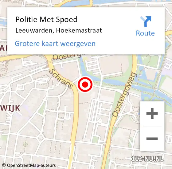 Locatie op kaart van de 112 melding: Politie Met Spoed Naar Leeuwarden, Hoekemastraat op 16 juli 2023 23:36