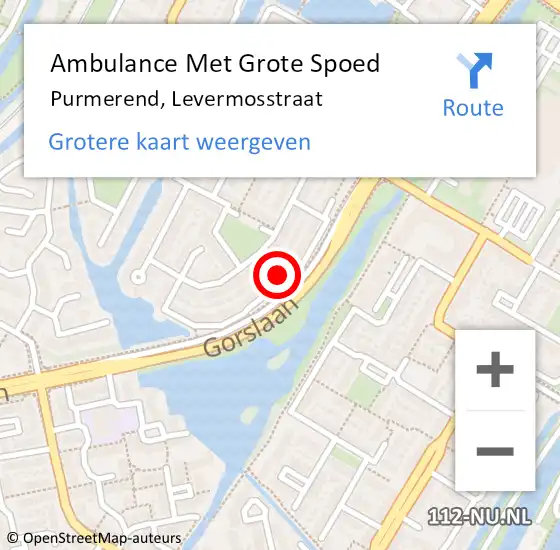 Locatie op kaart van de 112 melding: Ambulance Met Grote Spoed Naar Purmerend, Levermosstraat op 17 juli 2023 01:33