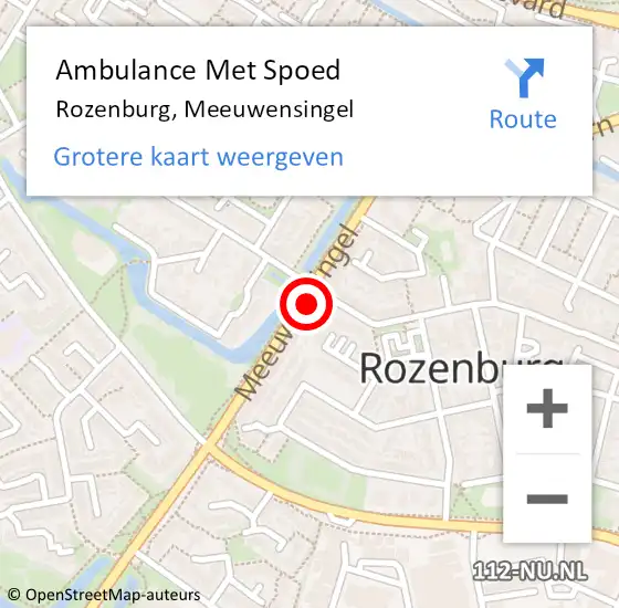 Locatie op kaart van de 112 melding: Ambulance Met Spoed Naar Rozenburg, Meeuwensingel op 17 juli 2023 05:01