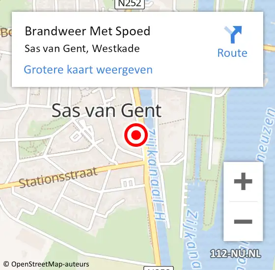 Locatie op kaart van de 112 melding: Brandweer Met Spoed Naar Sas van Gent, Westkade op 17 juli 2023 05:57