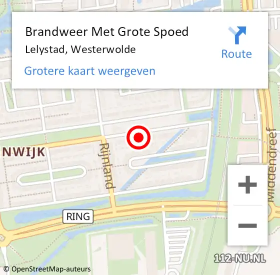 Locatie op kaart van de 112 melding: Brandweer Met Grote Spoed Naar Lelystad, Westerwolde op 17 juli 2023 06:23