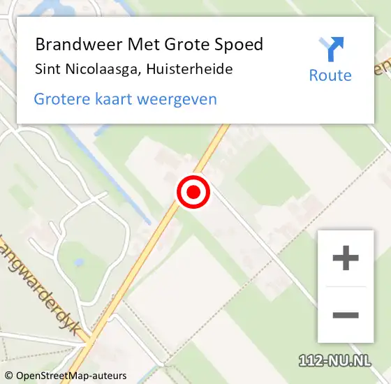 Locatie op kaart van de 112 melding: Brandweer Met Grote Spoed Naar Sint Nicolaasga, Huisterheide op 17 juli 2023 06:43