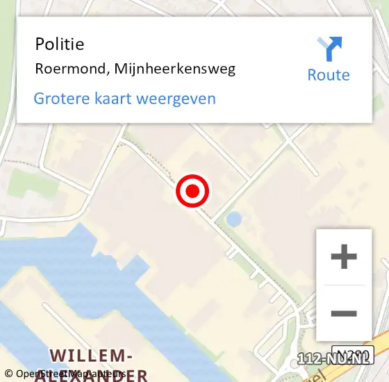 Locatie op kaart van de 112 melding: Politie Roermond, Mijnheerkensweg op 17 juli 2023 06:45