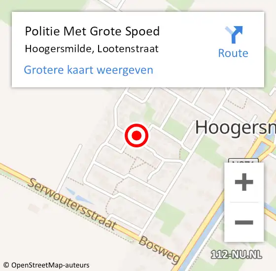 Locatie op kaart van de 112 melding: Politie Met Grote Spoed Naar Hoogersmilde, Lootenstraat op 17 juli 2023 07:30