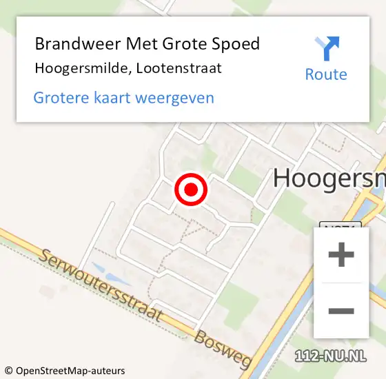 Locatie op kaart van de 112 melding: Brandweer Met Grote Spoed Naar Hoogersmilde, Lootenstraat op 17 juli 2023 07:32