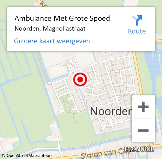 Locatie op kaart van de 112 melding: Ambulance Met Grote Spoed Naar Noorden, Magnoliastraat op 17 juli 2023 07:36