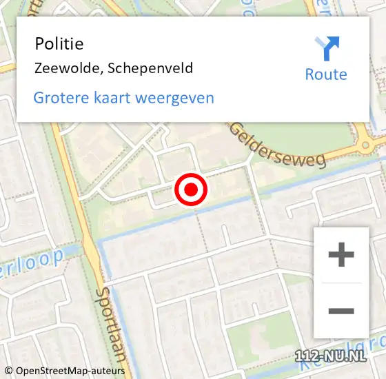 Locatie op kaart van de 112 melding: Politie Zeewolde, Schepenveld op 17 juli 2023 07:45