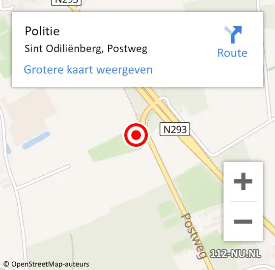 Locatie op kaart van de 112 melding: Politie Sint Odiliënberg, Postweg op 17 juli 2023 07:56