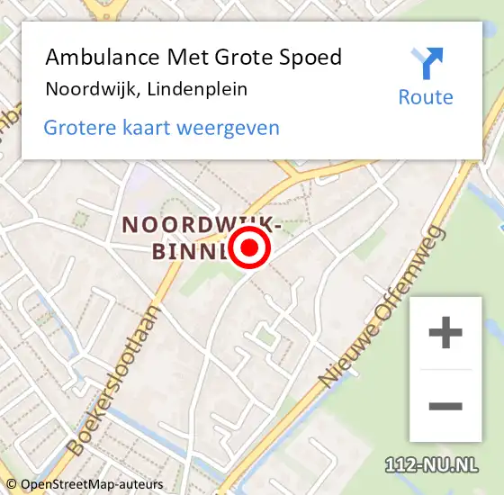 Locatie op kaart van de 112 melding: Ambulance Met Grote Spoed Naar Noordwijk, Lindenplein op 17 juli 2023 08:26