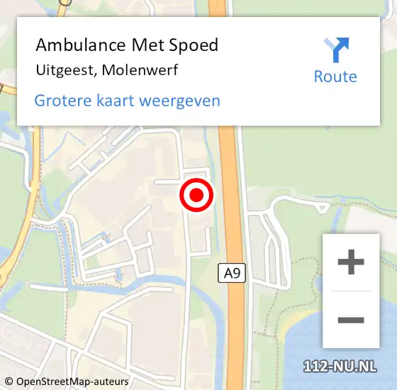 Locatie op kaart van de 112 melding: Ambulance Met Spoed Naar Uitgeest, Molenwerf op 17 juli 2023 08:32