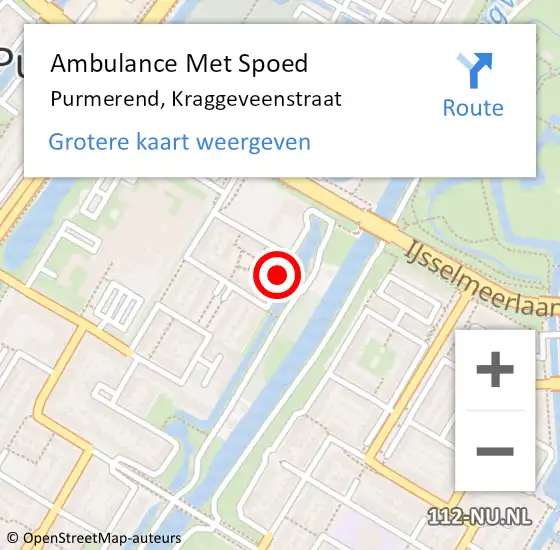 Locatie op kaart van de 112 melding: Ambulance Met Spoed Naar Purmerend, Kraggeveenstraat op 17 juli 2023 08:37