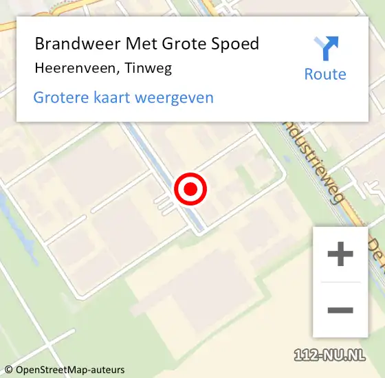 Locatie op kaart van de 112 melding: Brandweer Met Grote Spoed Naar Heerenveen, Tinweg op 17 juli 2023 09:12