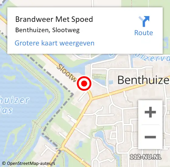 Locatie op kaart van de 112 melding: Brandweer Met Spoed Naar Benthuizen, Slootweg op 17 juli 2023 09:16