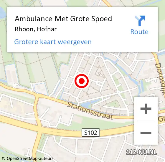 Locatie op kaart van de 112 melding: Ambulance Met Grote Spoed Naar Rhoon, Hofnar op 17 juli 2023 09:31