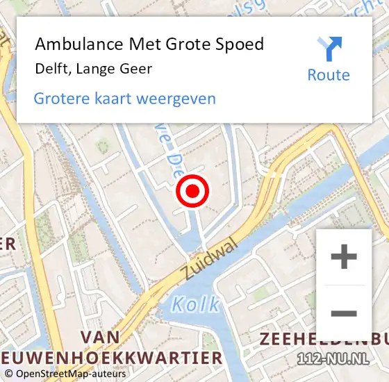 Locatie op kaart van de 112 melding: Ambulance Met Grote Spoed Naar Delft, Lange Geer op 17 juli 2023 10:00