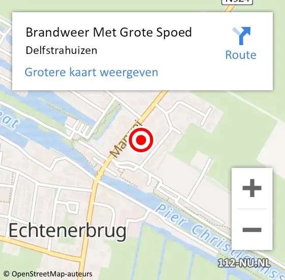 Locatie op kaart van de 112 melding: Brandweer Met Grote Spoed Naar Delfstrahuizen op 1 september 2014 22:01