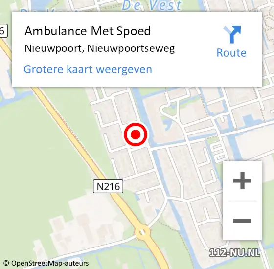 Locatie op kaart van de 112 melding: Ambulance Met Spoed Naar Nieuwpoort, Nieuwpoortseweg op 17 juli 2023 10:24