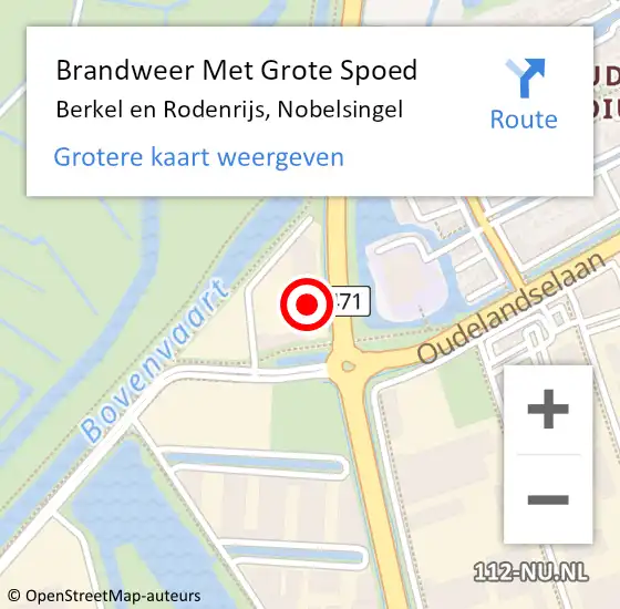 Locatie op kaart van de 112 melding: Brandweer Met Grote Spoed Naar Berkel en Rodenrijs, Nobelsingel op 17 juli 2023 10:50