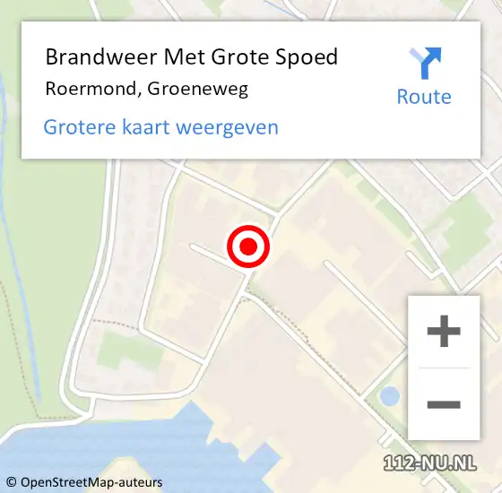 Locatie op kaart van de 112 melding: Brandweer Met Grote Spoed Naar Roermond, Groeneweg op 17 juli 2023 11:26