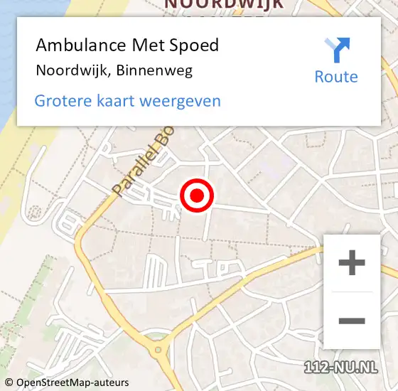 Locatie op kaart van de 112 melding: Ambulance Met Spoed Naar Noordwijk, Binnenweg op 17 juli 2023 11:28