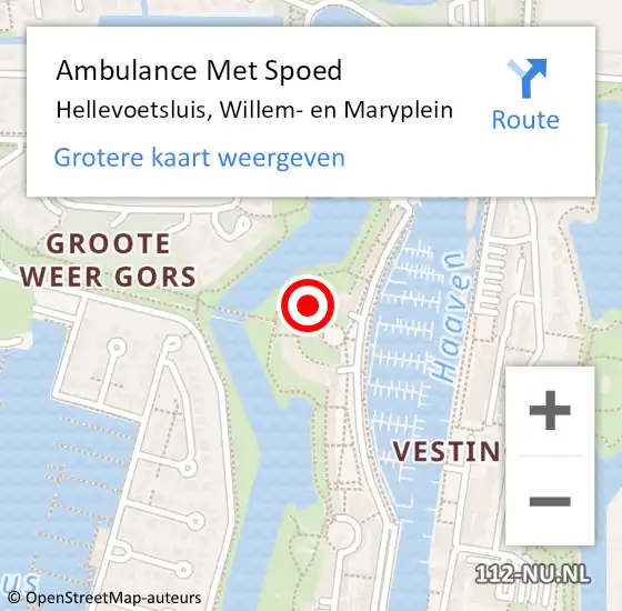 Locatie op kaart van de 112 melding: Ambulance Met Spoed Naar Hellevoetsluis, Willem- en Maryplein op 17 juli 2023 11:41