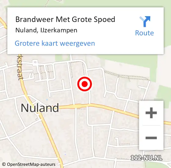 Locatie op kaart van de 112 melding: Brandweer Met Grote Spoed Naar Nuland, IJzerkampen op 17 juli 2023 13:03